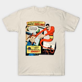 REVISTANGO #242 - Wanted Plastic Man Vintage Comic Cover with Stretching Superhero Swinging Across Buildings to Capture Criminals in Bold 1950s Colors and Dynamic Retro Pulp Action, Retro T-Shirt
